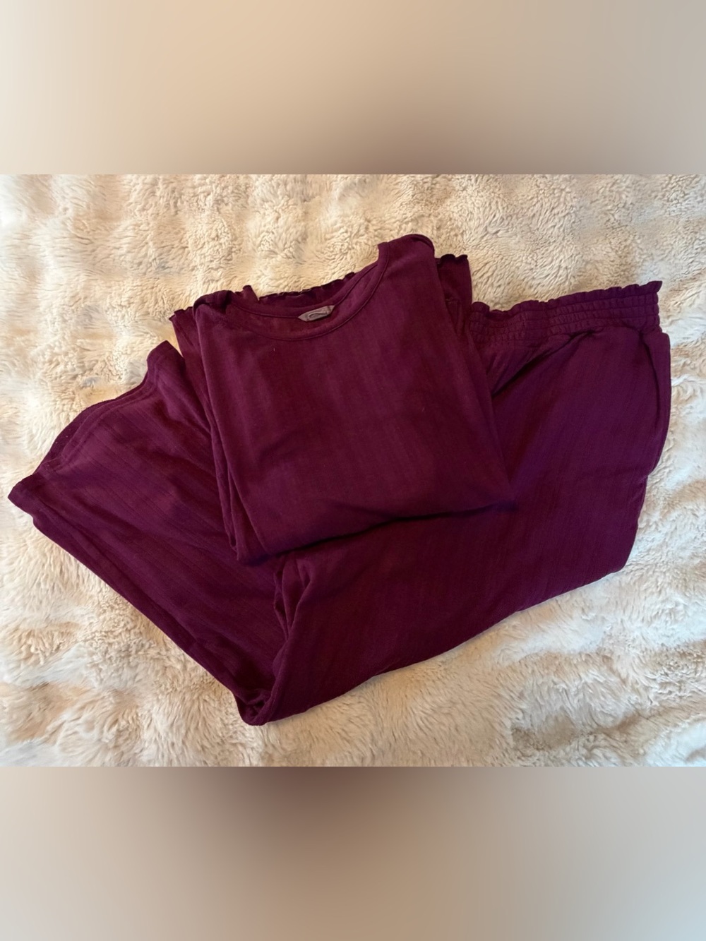 Awhile 3X Burgundy Ribbed Lounge Pajama Set Stitch Fix Plus Size